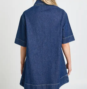Vestido Camisero Largo de Mezclilla para Mujer al por Mayor, Fabricante de Ropa, Proveedor de Prendas de Vestir, Costuras de Calidad, OEM, Pedidos al por Mayor ODM - Product Image 2