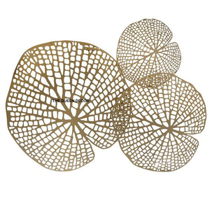 Lot de trois décorations murales en fer doré, art mural abstrait fait main, pour la décoration de la maison et du bureau - Product Image 1