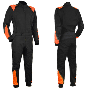 Combinaison de course moto homme ignifuge noire et orange, coupe-vent toutes saisons, à manches longues, en polyester color-block - Product Image 1