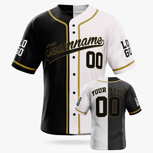 Camiseta de béisbol personalizada con nombre y número, uniforme de equipo, negro, blanco, dorado, malla transpirable, ropa de manga corta para hombre - Product Image 1