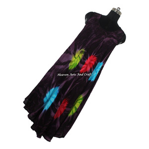 Robe longue en rayonne imprimée tie-dye pour femme, style parapluie, design coloré, tenue de plage - Product Image 2