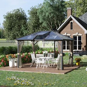 10 X 12 Hardtop Aluminum Frame Gazebo with Polycarbonate <b>Roof</b> Top Vent Permanent Outdoor Pavilion <b>Canopy</b> & Pergola Netting - Product Image 3