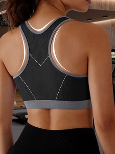 Soutien-gorge de sport sans couture pour femmes |   Haut de sport court dos nageur haute performance |   Soutien-gorge de sport côtelé anti-affaissement en polyester et élasthanne - Product Image 2