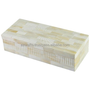 Handmade MDF Wood Jewelry <b>Box</b> with Unique Chevron Pattern Dyed Bone <b>White</b> Resin Pieces for Storage Packaging - Product Image 4