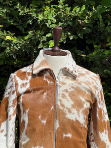 Women's Genuine Cowhide Hair On Leather <b>Fringe</b> <b>Jacket</b> Western Cowboy Cow Print Zip Up Biker Fashion Coat OEM ODM Cheap price - Product Image 2