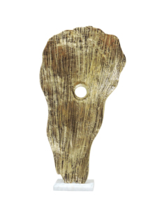 Escultura Contemporánea Abstracta de Aluminio Dorado - Arte Texturizado Orgánico con Base de Mármol Blanco - Pieza Decorativa Moderna para el Hogar - Product Image 2