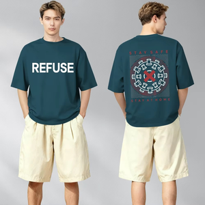 Camisetas de Algodón Oversize para Hombre con Bordado Pesado, de Alta Calidad, Lavado Ácido, Estilo Urbano y Gimnasio - Product Image 2