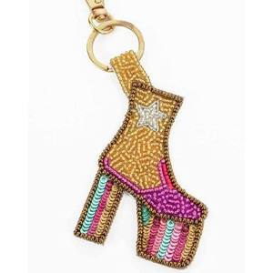 Llavero de Cuero Bohemio Hecho a Mano con Múltiples Hilos, Bordado con Cuentas, Elegante Anillo para Llaves, para Bolsos y Carteras, Diseño Artesanal con Alfabeto - Product Image 3