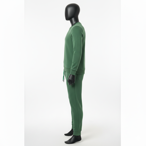 Ensemble sweat-shirt vert avec logo personnalisé, tissu polaire épais, design doux et respirant avec détails sérigraphiés, t-shirt et pantalon pour homme - Product Image 6