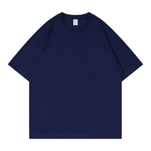 เสื้อยืดโอเวอร์ไซส์เนื้อหนา 100% ผ้าฝ้าย สีกรมท่า ผ้าเนื้อดี ระบายอากาศได้ดี คอกลม ทรงลำลอง ผ้าเจอร์ซีย์ถัก ความยาวปกติ - Product Image 1