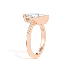 Bague en or massif 14 carats avec diamant taille marquise et serti semi-biseauté pour fiançailles, mariage et anniversaire - Cadeau de luxe certifié IGI - Product Image 2