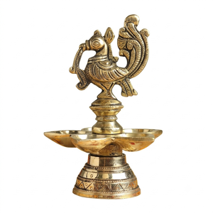 Traditional Brass Oil Lamp With Peacock Design For Religious Ceremonies Diwali Decor for Home <b>Mandir</b> decor - Product Image 1