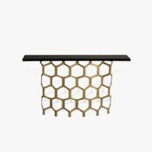 Table console moderne et créative de haute qualité, en métal doré et blanc, au design unique, pour la maison et les hôtels. - Product Image 6