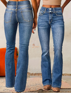 Pantalones Vaqueros Retro de Cintura Media y Pierna Recta para Mujer, Estilo Japonés, Desgastados, Casuales, a Bajo Precio, Jeans Modernos al por Mayor - Product Image 2