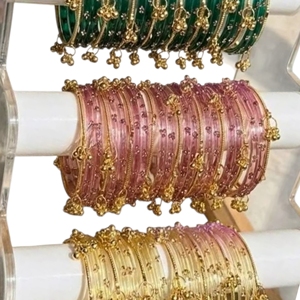 Pulseras de cristal estilo Kashmiri 2026 para mujer, diseño de gota de lluvia, Churiyan, juego de 24 pulseras de cristal con 8 pulseras Jhumki de Star Impex - Product Image 4