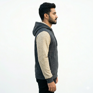 Latest Men's 2026 27 Hooded Zip-Up Sweatshirt Regular <b>Fit</b> Solid Color Casual Raglan Sleeve French Terry Autumn Wear - Product Image 3