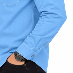Camisa de Mezclilla para Hombre, Clásica, de Manga Larga, Casual, con Dos Bolsillos, Ajuste Cómodo, Tela Suave, Cuello Camisero, Acabado Impecable - Product Image 6