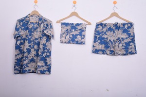 Conjunto de Pijama de Algodón Premium con Estampado Indigo a Mano - 3 Piezas: Pantalones Cortos y Camisa - Product Image 2