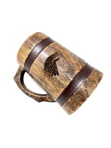 Taza de madera grabada personalizada con correa de cuero – Regalo rústico para amantes de las bebidas - Product Image 5