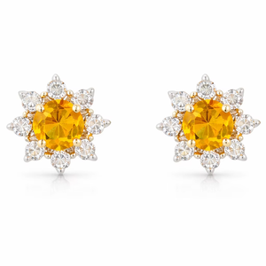 Citrine <b>Stud</b> Earrings 925 <b>Sterling</b> <b>Silver</b> Gold Plated Handmade Gemstone Earrings For Her - Birthday Gift - Product Image 1
