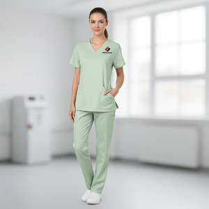 Ensemble de blouses médicales haut de gamme, tenue d'hôpital pour médecins, en tissu denim respirant, unisexe, vêtements de travail, logo personnalisé, vente en gros, approvisionnement en vrac - Product Image 3