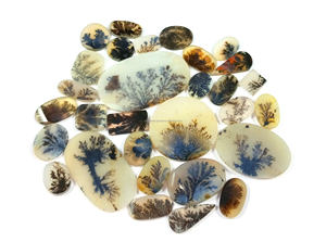Agate naturelle Dendrite Cabochon de pierres précieuses en vrac à dos plat Mélange lisse Forme et taille Pierres précieuses semi-précieuses Lot Fabrication de bijoux - Product Image 3
