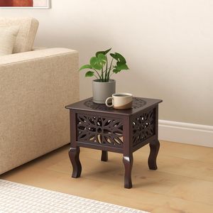 Table de chevet en bois avec design sculpté pour salon et chambre à coucher, décoration intérieure, petit meuble - Product Image 2
