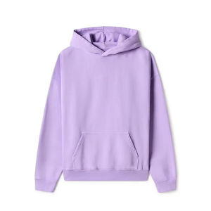 Sudadera con Capucha Oversize Unisex de Felpa Morada Sólida, Tejida, Casual, de Otoño, Manga Regular, Teñido Liso, Ajuste Holgado - Product Image 1