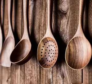 Juego de utensilios de cocina de madera hechos a mano, 4 piezas, espátulas y cuchara, herramientas de cocina de madera natural - Product Image 6