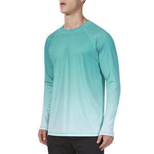 เสื้อแรชการ์ดแขนยาวแบบยูนิเซ็กซ์ ป้องกันรังสียูวี UPF 50+ เป็นมิตรกับสิ่งแวดล้อม เหมาะสำหรับว่ายน้ำและออกกำลังกาย สีน้ำเงิน พิมพ์ลายแบบรีดร้อน ผ้าโพลีเอสเตอร์/ไนลอน 200 กรัม - Product Image 1