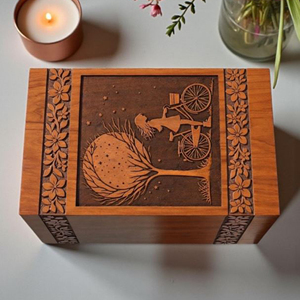 Urna de Madera Personalizada, Grabada con Árbol y Bicicleta, Recuerdo Conmemorativo de Cremación por AYAANS - Product Image 5