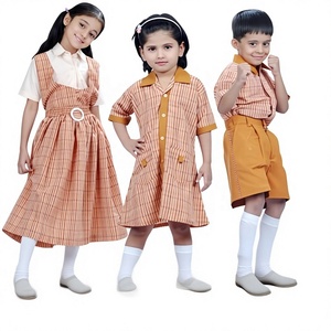 Uniforme escolar de primaria, conjunto de camisa y vestido a cuadros de algodón tejido para niños y niñas, ropa escolar infantil - Product Image 2