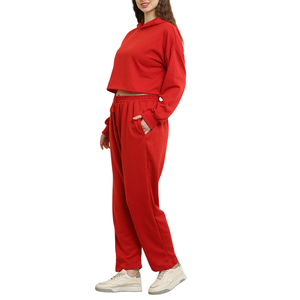 Conjunto Deportivo de Moda para Mujer, Sudadera Corta con Capucha y Pantalones Jogger Negros, Ropa Deportiva Informal para Fitness - Product Image 5