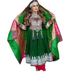 Precio al por Mayor, Nueva Llegada, Vestidos Afganos Kuchi de Alta Calidad, Étnicos, Completamente Bordados y Decorados con Encaje, los Mejores Vestidos Afganos Naturales - Product Image 1