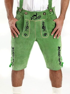 Nouveau design élégant : Short en cuir véritable pour homme, style bavarois Lederhosen avec bretelles, tenue allemande décontractée et solide. Vente en gros. - Product Image 5