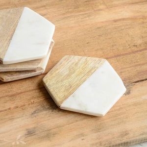 Eco-Friendly Polished Stone Marble Coasters Durable Washable Natural <b>Drinkware</b> <b>Accessories</b> - Product Image 4