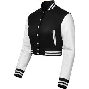 Blouson universitaire réversible pour femme, long, en jean, col montant, motif uni, imprimé premium - Product Image 2