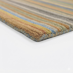 Alfombra DECORDEC Personalizada de Lana con Rayas Horizontales Multicolor Pastel, Ecológica, Antideslizante, de Pelo Medio para Sala de Estar, Hotel, Villa - Product Image 6