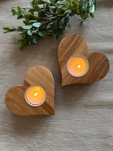 Heart Shape Wooden <b>Tea</b> Light Holder With Embossed Pattern Handmade Home Decoration Valentine's Day Gift - Product Image 4
