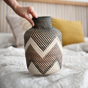 Grand vase à fleurs en rotin tressé écologique, excellent choix pour une décoration bohème pour la maison et le jardin - Product Image 6