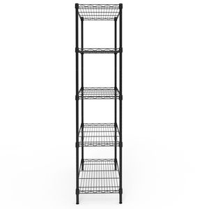 Scaffale a 5 Ripiani con Spaziatura Regolabile, Espositore con Piedini Regolabili in Ferro, 74*34*150cm, Verniciato a Polvere Nero Lucido - Product Image 3