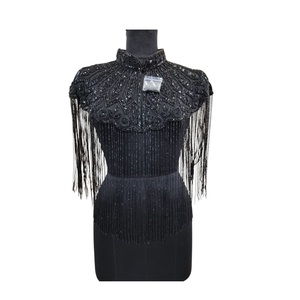 Sequissential Lace <b>Cape</b> Dress for <b>Women</b> 100% Cotton Mesh Fabric Floral Pattern Luxury Style Handmade Beads Decoration Wholesale - Product Image 1