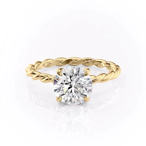 Anillo de compromiso y boda de oro amarillo de 14K chapado en oro con circonitas redondas de 1 quilate para ella, certificado IGI - Product Image 1