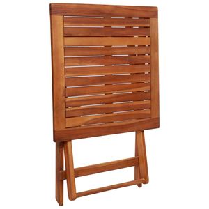 Petit ensemble bistrot pliable en bois d'acacia massif brun naturel chaud, mobilier de jardin - Product Image 6