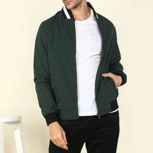<b>Men's</b> Green Bomber <b>Jacket</b> Regular Fit Zipper Closure Stand Collar Casual Style Winter Wear Reversible Windproof Eco-Friendly - Product Image 6