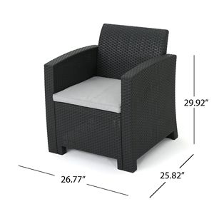 Set di Chat da esterno in finto vimini in Rattan in 4 pezzi con cuscini resistenti all'acqua disponibili in carbone/grigio chiaro - Product Image 6