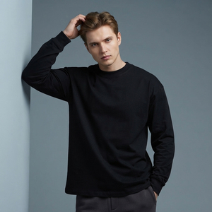 T-shirt à manches longues pour homme de haute qualité, coupe ample, col rond, vêtements de sport, t-shirt de course, t-shirts décontractés surdimensionnés à manches longues pour homme - Product Image 1