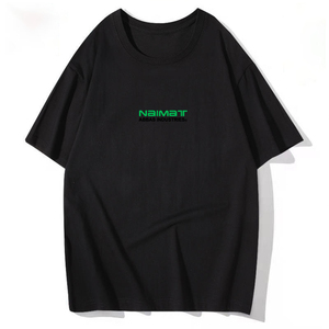 Naimat Abbas Industries Men's Black Oversized Short Sleeve T-Shirt With <b>Logo</b> Front Print Casual Style O-Neck Jersey Cotton - Product Image 1