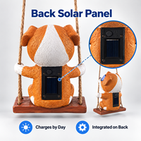 Décoration de jardin extérieur, décorations suspendues pour chiens, vente en gros, OEM, statue d'animal personnalisée avec yeux LED solaires mobiles