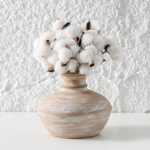 Jarrón de cerámica vintage estilo home-stay Art Gold Back y jarrón rústico para centros de mesa de granja para flores frescas o secas Pam Pa - Product Image 1